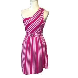 Southern Frock One Shoulder Pink and White dress size Small